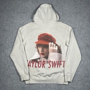 Taylor Swift Pullover Hoodie Adult Medium Cream RED Taylor's Version Baggy Fit
